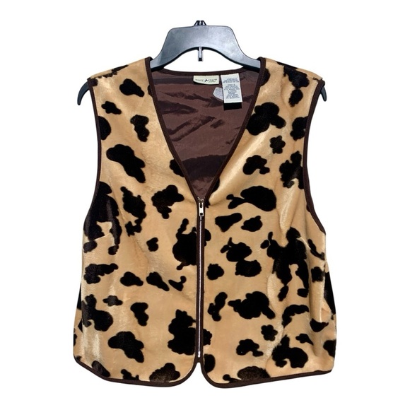Vintage White Stag Y2K Cow Print Western Core Zipper Vest - Picture 1 of 3